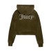 JUICY COUTURE FELPA IN CINIGLIA GREEN CON CAPPUCCIO E LOGO LETTERING IN STRASS