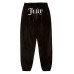 JUICY COUTURE PANTALONE IN CINIGLIA BLACK CON LOGO LETTERING IN STRASS ARGENTO