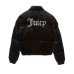 JUICY COUTURE GIUBBOTTO BOMBER CORTO OVERSIZE IN CINIGLIA BLACK CON LOGO IN STRASS ARGENTO