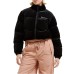 JUICY COUTURE GIUBBOTTO BOMBER CORTO OVERSIZE IN CINIGLIA BLACK CON LOGO IN STRASS ARGENTO