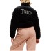 JUICY COUTURE GIUBBOTTO BOMBER CORTO OVERSIZE IN CINIGLIA BLACK CON LOGO IN STRASS ARGENTO