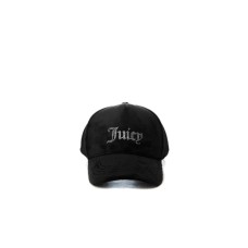 JUICY COUTURE CAPPELLO DA BASEBALL IN CINIGLIA BLACK CON LOGO LETTERING IN STRASS ARGENTO