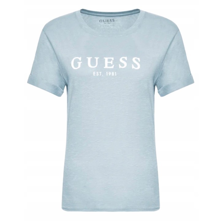 GUESS T-SHIRT A MANICA CORTA POLVERE CON LOGO LETTERING