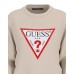 GUESS FELPA A MANICA LUNGA BEIGE A GIROCOLLO CON MAXI LOGO ICON 