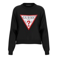 GUESS FELPA A MANICA LUNGA BLACK A GIROCOLLO CON MAXI LOGO ICON	