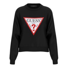 GUESS FELPA A MANICA LUNGA BLACK A GIROCOLLO CON MAXI LOGO ICON	