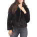 GUESS ECOPELLICCIA BLACK CON CAPPUCCIO E PATCH LOGO LETTERING RICAMATO TONO SU TONO