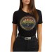 GUESS T-SHIRT NERA A MANICA CORTA IN COTONE CON MAXI LOGO STAMPATO E STRASS