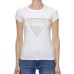 GUESS T-SHIRT A MANICA CORTA IN COTONE BIANCA CON LOGO IN STRASS