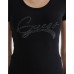 GUESS T-SHIRT A MANICA CORTA NERA CON LOGO LETTERING IN STRASS