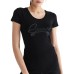 GUESS T-SHIRT A MANICA CORTA NERA CON LOGO LETTERING IN STRASS