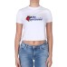 GUESS T-SHIRT CORTA BIANCA IN COTONE A MANICA CORTA CON LOGO LETTERING RICAMATO E STRASS