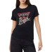 GUESS T-SHIRT REGULAR IN JERSEY DI COTONE A MANICA CORTA BLACK CON LOGO ICON IN STRASS