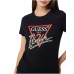 GUESS T-SHIRT REGULAR IN JERSEY DI COTONE A MANICA CORTA BLACK CON LOGO ICON IN STRASS