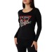 GUESS MAGLIA A MANICA LUNGA IN COTONE BLACK CON LOGO ICON IN STRASS