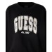 GUESS FELPA OVERSIZE IN COTONE BLACK A GIROCOLLO CON MAXI LOGO LETTERING IN STRASS