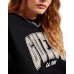 GUESS FELPA OVERSIZE IN COTONE BLACK A GIROCOLLO CON MAXI LOGO LETTERING IN STRASS