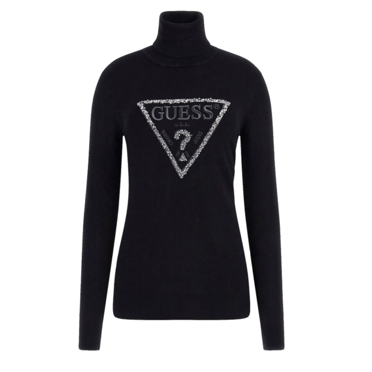 GUESS DOLCEVITA BLACK TRIANGLE LOGO ICON CON PERLINE E STRASS