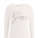 GUESS MAGLIONCINO A GIROCOLLO CREAM CON LOGO LETTERING RICAMATO E STRASS