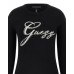 GUESS MAGLIONCINO A GIROCOLLO BLACK CON LOGO LETTERING RICAMATO E STRASS