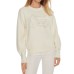 GUESS MAGLIONCINO OVERSIZE CREAM CON LOGO LETTERING IN STRASS E PAILLETTES	