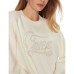 GUESS MAGLIONCINO OVERSIZE CREAM CON LOGO LETTERING IN STRASS E PAILLETTES	