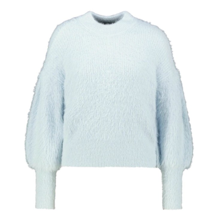 GUESS MAGLIONE RELAXED A COLLO ALTO SKY BLUE IN FILATO FRUZZY	