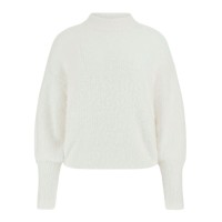 GUESS MAGLIONE RELAXED A COLLO ALTO WHITE IN FILATO FRUZZY 