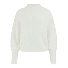 GUESS MAGLIONE RELAXED A COLLO ALTO WHITE IN FILATO FRUZZY 