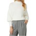 GUESS MAGLIONE RELAXED A COLLO ALTO WHITE IN FILATO FRUZZY 