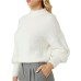 GUESS MAGLIONE RELAXED A COLLO ALTO WHITE IN FILATO FRUZZY 