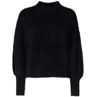 GUESS MAGLIONE RELAXED A COLLO ALTO BLACK IN FILATO FRUZZY 