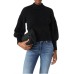 GUESS MAGLIONE RELAXED A COLLO ALTO BLACK IN FILATO FRUZZY 