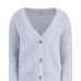 GUESS CARDIGAN IN FILATO FRUZZY RELAXED SKY BLUE CON BOTTONI GIOIELLO	