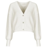 GUESS CARDIGAN IN FILATO FRUZZY RELAXED WHITE CON BOTTONI GIOIELLO 