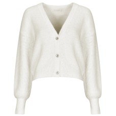 GUESS CARDIGAN IN FILATO FRUZZY RELAXED WHITE CON BOTTONI GIOIELLO 