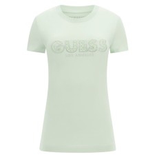 GUESS T-SHIRT DA DONNA VERDE CON LOGO NELLA PARTE ANTERIORE