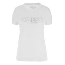 GUESS T-SHIRT DA DONNA BIANCA CON LOGO NELLA PARTE ANTERIORE 