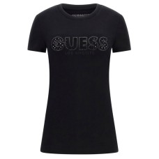 GUESS T-SHIRT DA DONNA NERA CON LOGO NELLA PARTE ANTERIORE