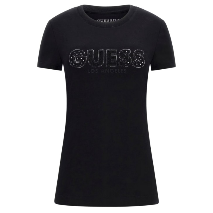 GUESS T-SHIRT DA DONNA NERA CON LOGO NELLA PARTE ANTERIORE