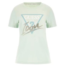 GUESS T-SHIRT VERDE DA DONNA CON LOGO NELLA PARTE ANTERIORE 