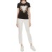 Guess t-shirt nera con stampa floreale