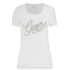 GUESS T-SHIRT DA DONNA BIANCA CON LOGO NELLA PARTE ANTERIORE