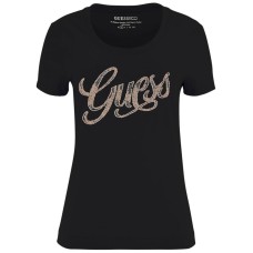 GUESS T-SHIRT DA DONNA NERA CON LOGO NELLA PARTE ANTERIORE 