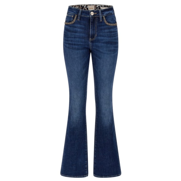 GUESS JEANS BLU DA DONNA CON LOGO NELLA PARTE ANTERIORE