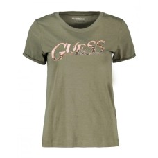 GUESS T-SHIRT VERDE CON LOGO A CONTRASTO 