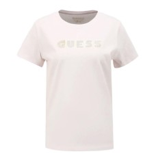 GUESS T-SHIRT ROSA CON LOGO ORO NELLA PARTE ANTERIORE