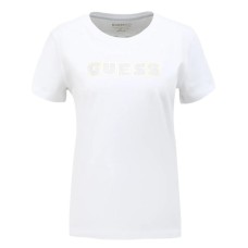 GUESS T-SHIRT BIANCA CON LOGO ORO NELLA PARTE ANTERIORE