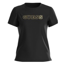 GUESS T-SHIRT NERA CON LOGO ORO NELLA PARTE ANTERIORE 