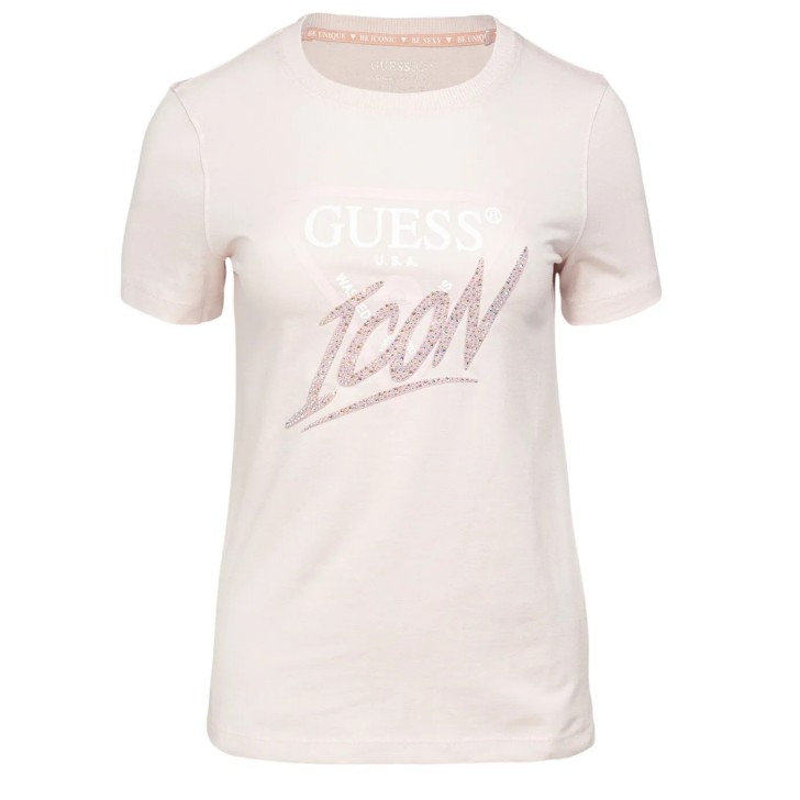 GUESS T-SHIRT DA DONNA ROSA CON LOGO	